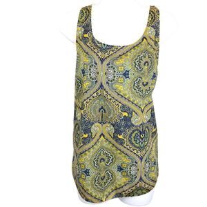Tommy Hilfiger Yellow & Blue Print Sleeveless Blouse | Size L